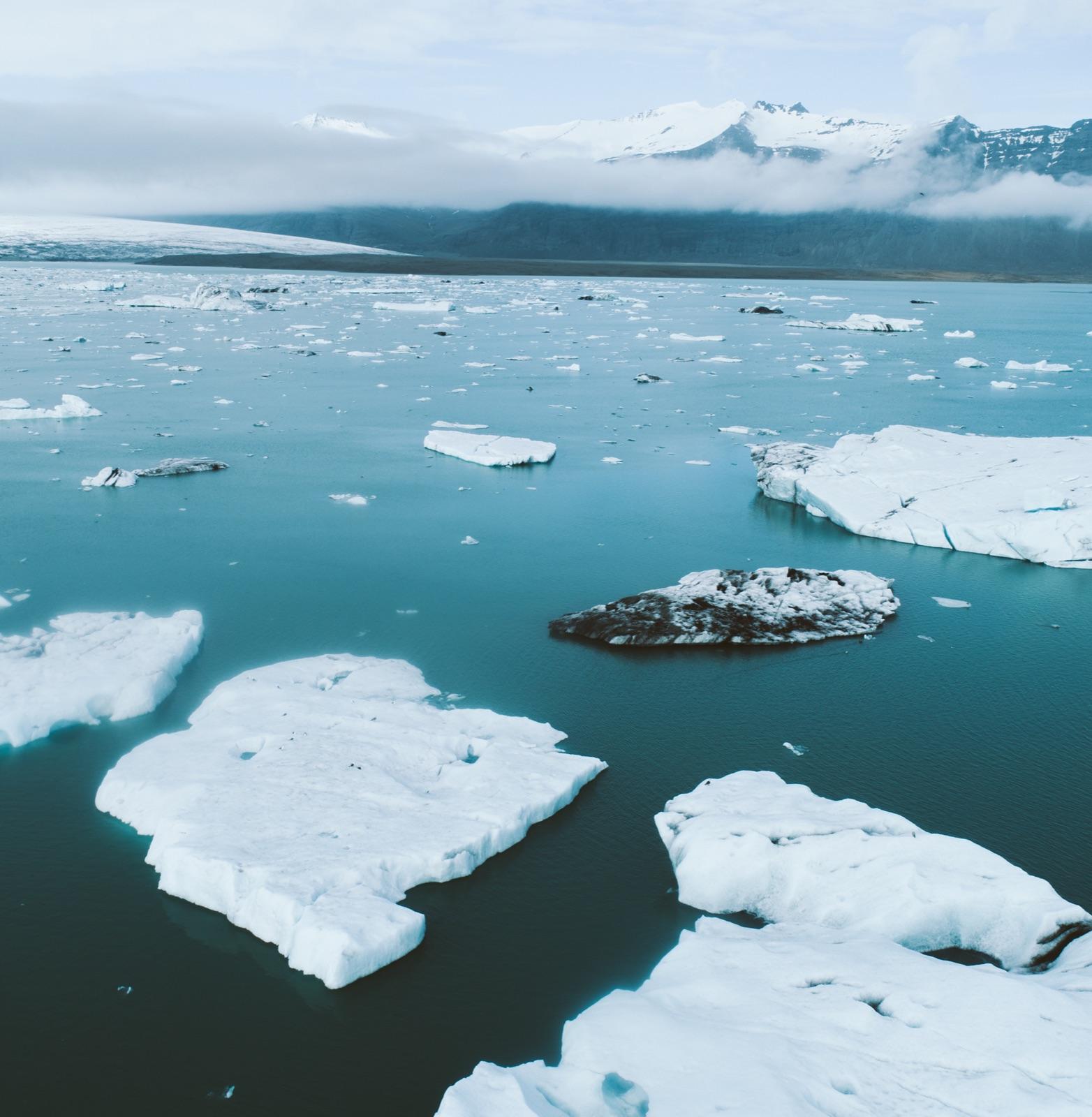 An Arctic fjord beneath a low winter sun