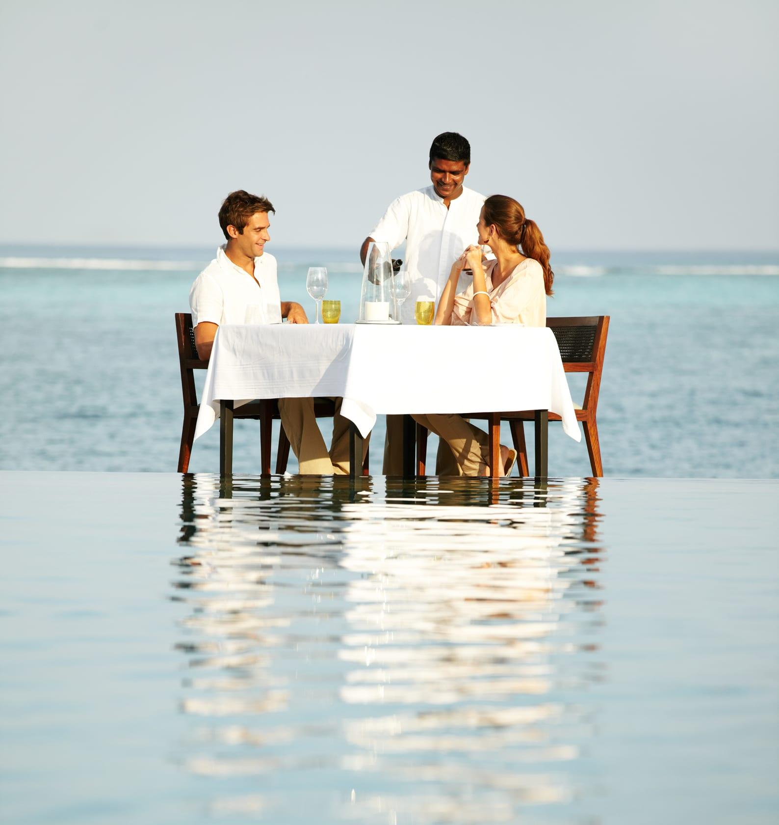 A private dhoni anchored beside a sandbar